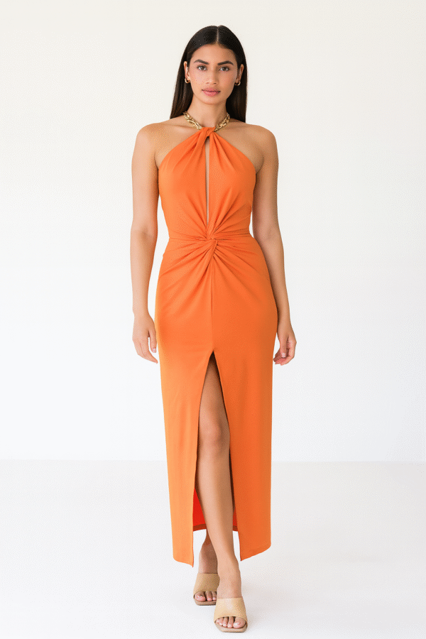 Neckchain Back Slit Dress