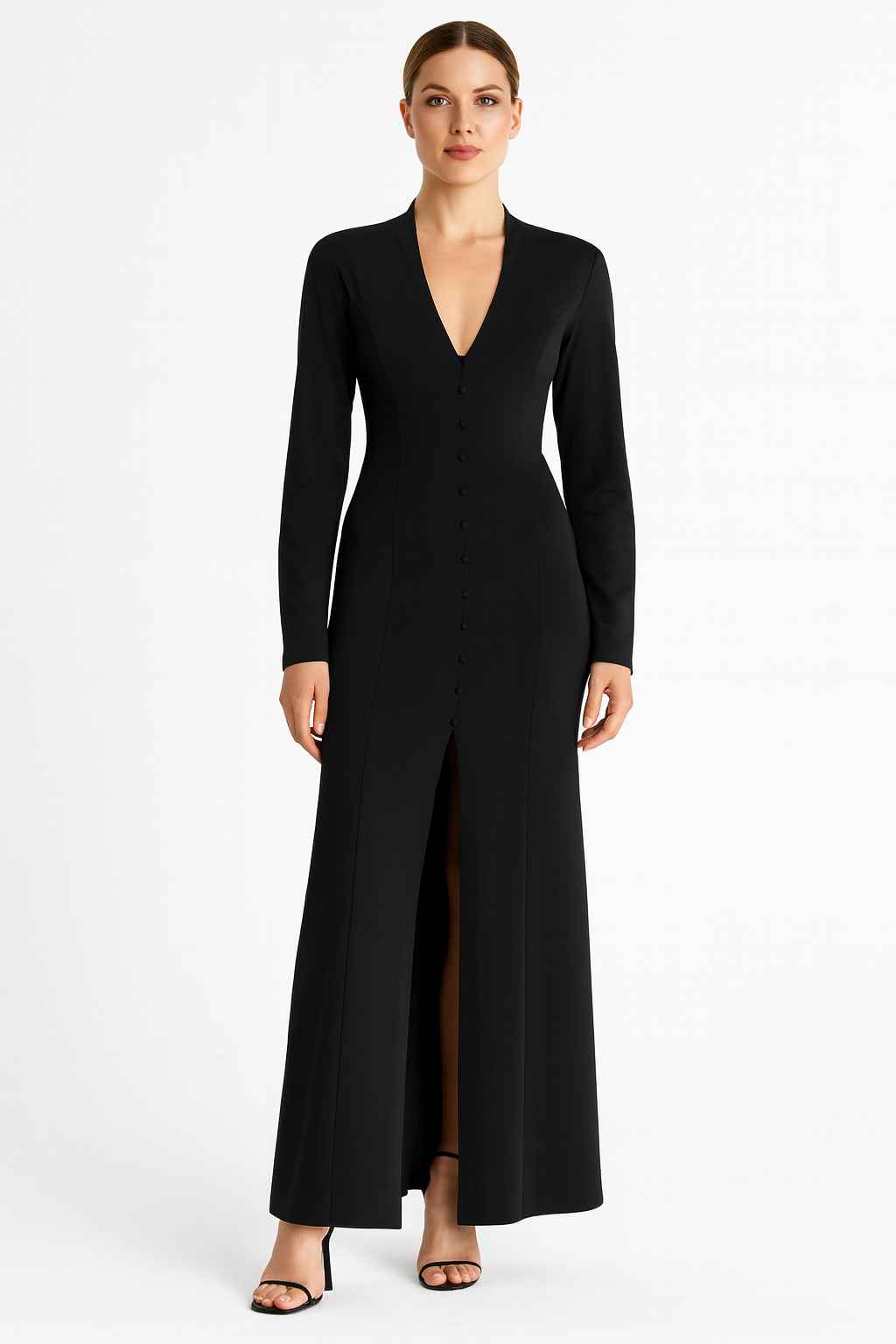 V - NECK HIGH WAIST DRESS